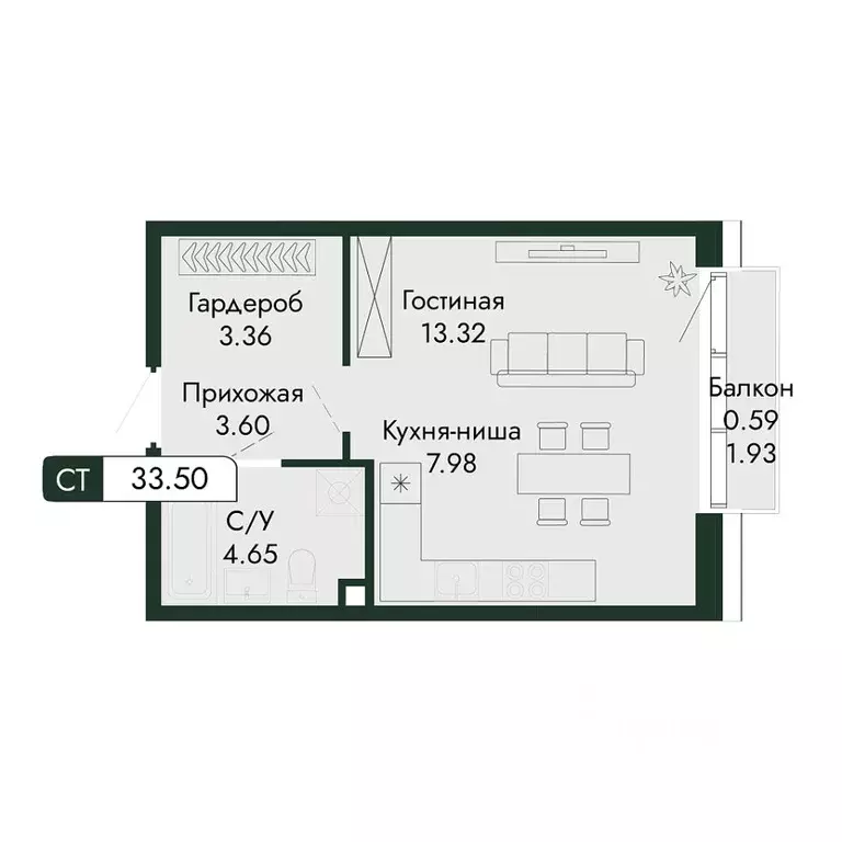 1-к кв. Крым, Алушта  (33.5 м) - Фото 1