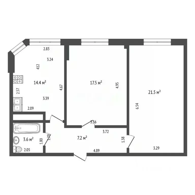 2-к кв. Адыгея, Тахтамукайский район, Яблоновский пгт ул. Гагарина, ... - Фото 2