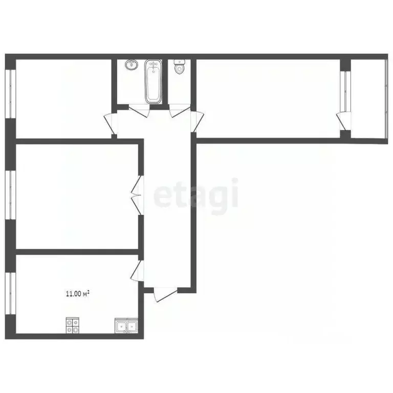 3-к кв. Владимирская область, Муром Владимирская ул., 40 (62.1 м) - Фото 1
