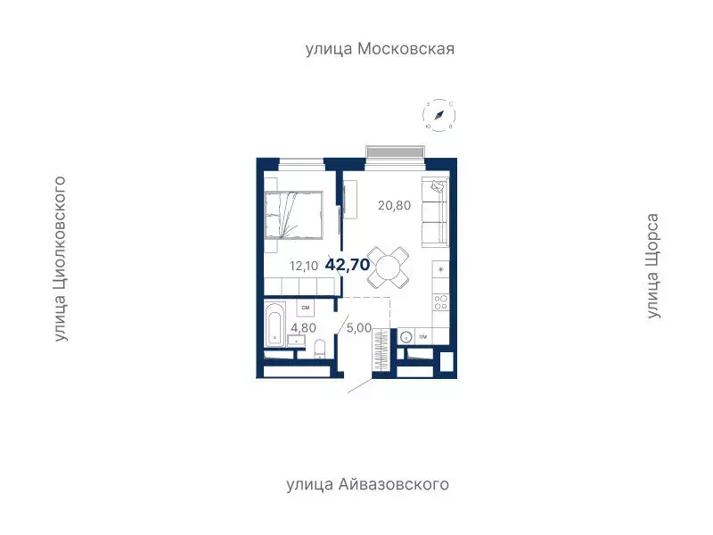 1-комнатная квартира: Екатеринбург, улица Айвазовского, 52 (42.7 м) - Фото 0