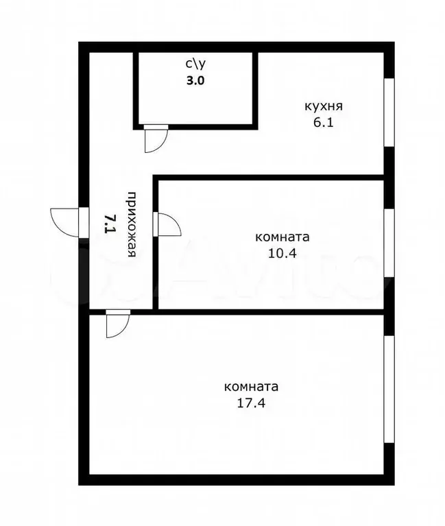 2-к. квартира, 44,1 м, 1/5 эт. - Фото 0