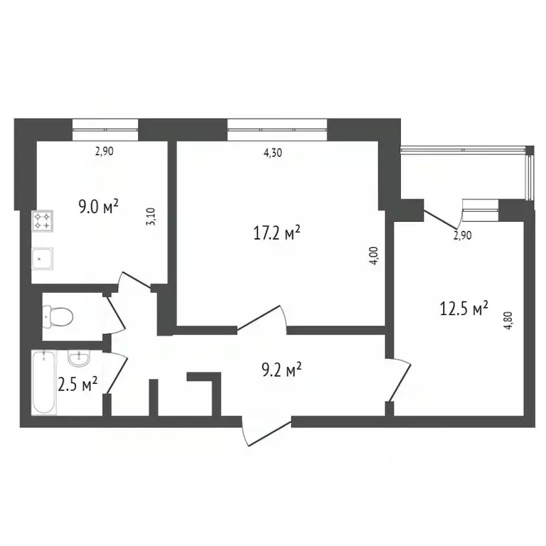 2-к кв. Красноярский край, Красноярск Краснодарская ул., 5А (52.1 м) - Фото 1