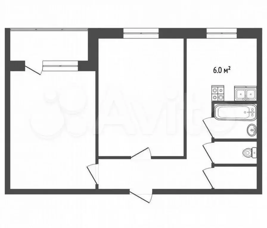 2-к. квартира, 43 м, 3/5 эт. - Фото 0