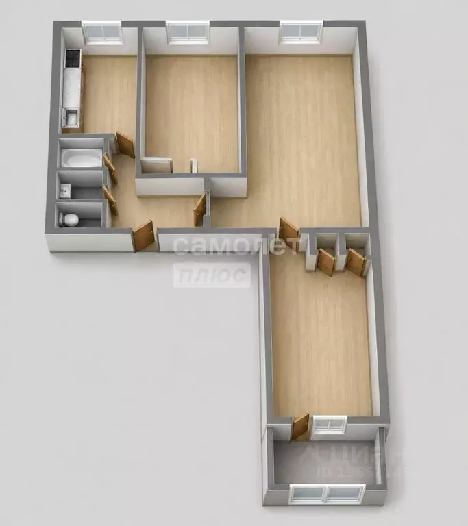 3-к кв. Башкортостан, Уфа ул. Кирова, 101/3 (60.5 м) - Фото 2