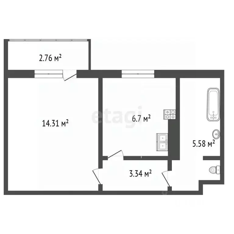1-к кв. Башкортостан, Стерлитамак просп. Октября, 85 (30.5 м) - Фото 2
