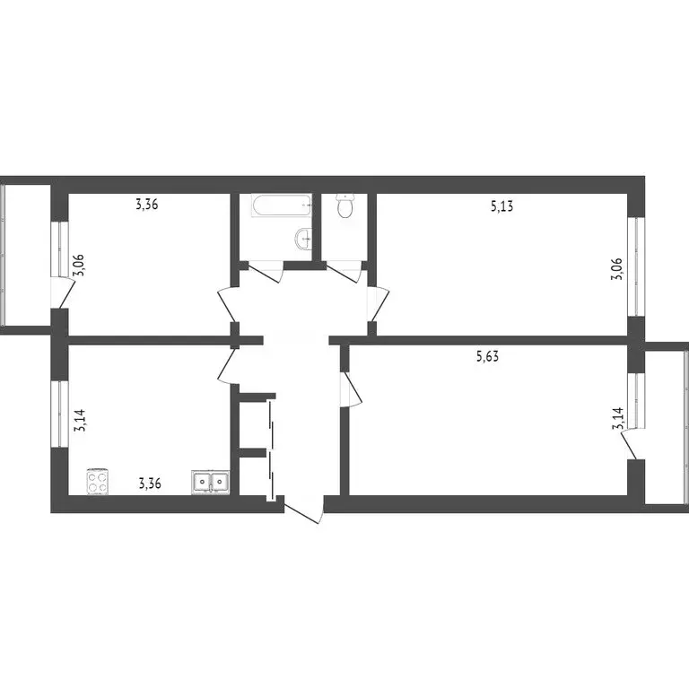 3-комнатная квартира: Чернолучинский, Пионерская улица, 17 (68.8 м) - Фото 0