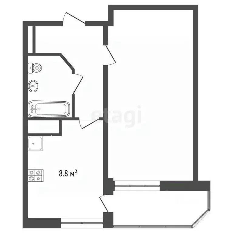 1-к кв. Севастополь ул. Павла Корчагина, 23 (34.9 м) - Фото 2