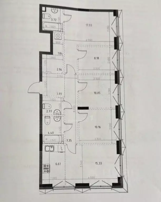 3-к кв. Татарстан, Казань ул. Дулата Али, 13 (95.19 м) - Фото 2