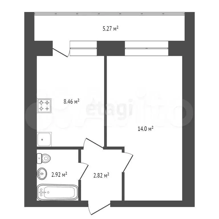 1-к. квартира, 33,5 м, 4/9 эт. - Фото 0