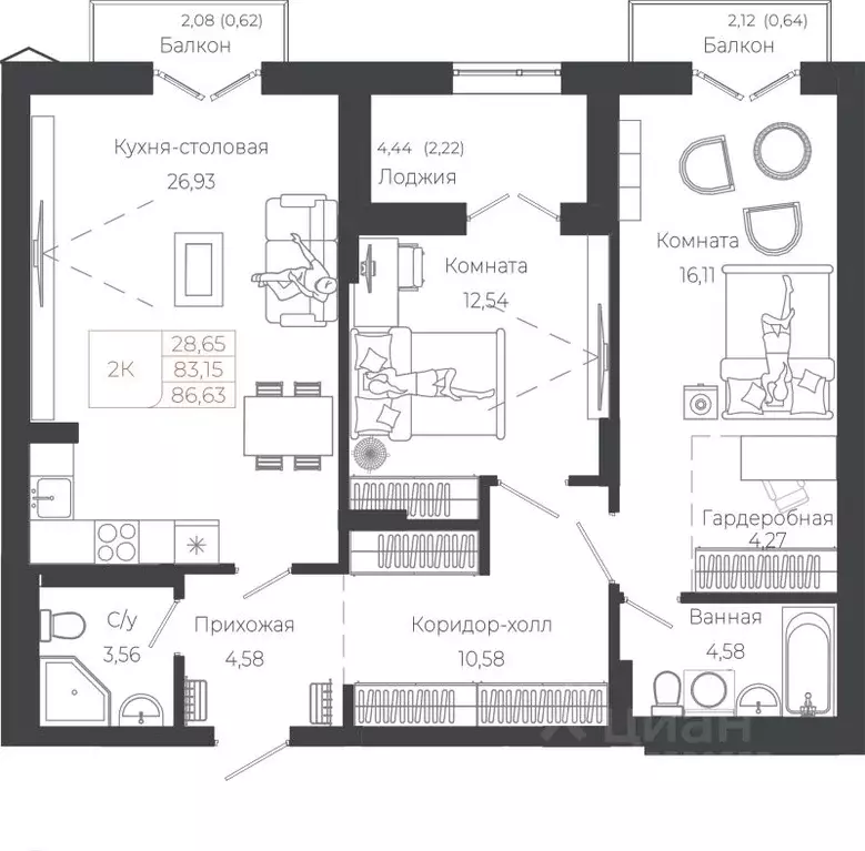 2-к кв. Алтай, Майминский район, с. Майма ул. Энергетиков (86.63 м) - Фото 1
