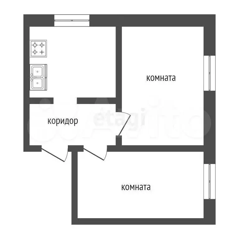 2-к. квартира, 30 м, 4/5 эт. - Фото 0