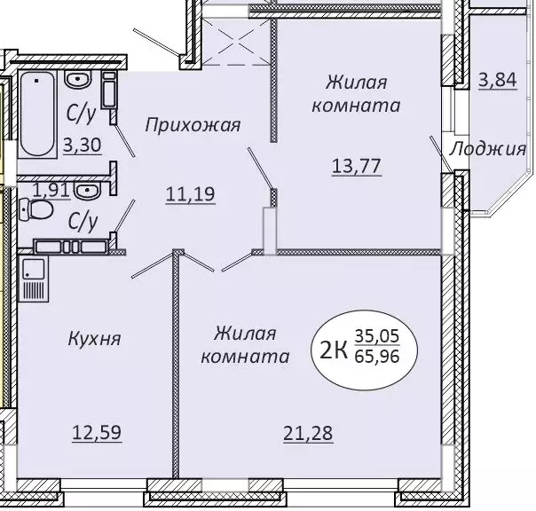 2-комнатная квартира: Новосибирск, 2-я Воинская улица, 53 (65.97 м) - Фото 0