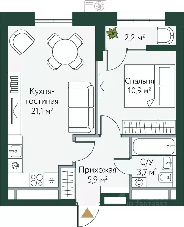 1-к кв. Волгоградская область, Волгоград Новосибирская ул., 74с1 (43.8 ... - Фото 0