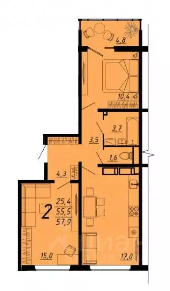 2-к кв. Воронежская область, Воронеж Городские Истории жилой комплекс ... - Фото 1