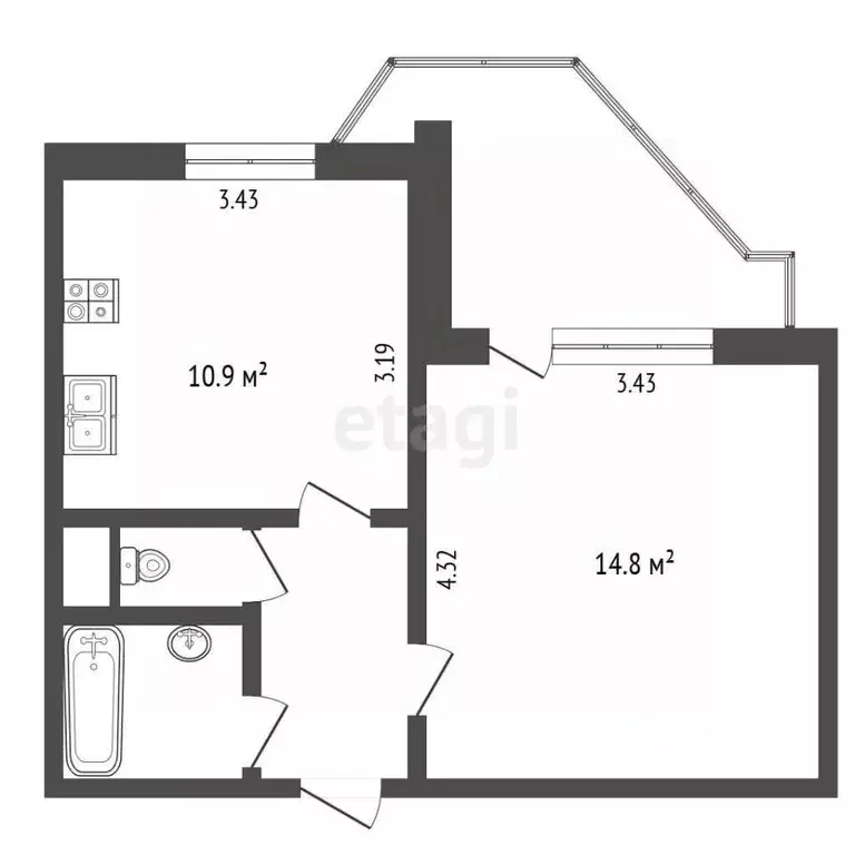 1-к кв. Московская область, Люберцы городской округ, Октябрьский пгт ... - Фото 1