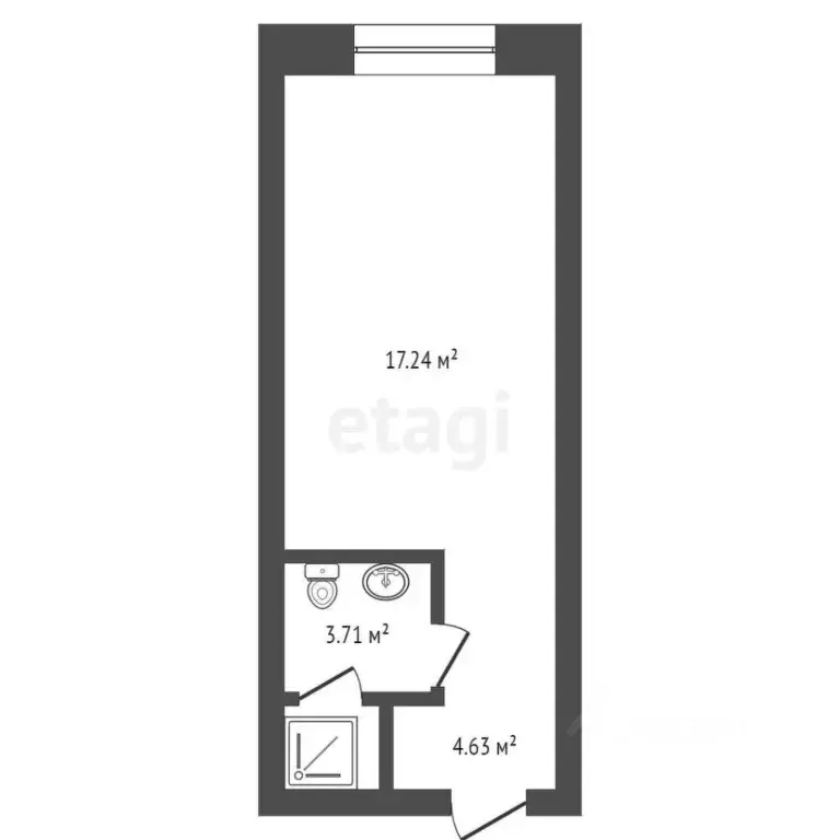 Студия Красноярский край, Красноярск ул. Сады, 6Г (25.4 м) - Фото 2
