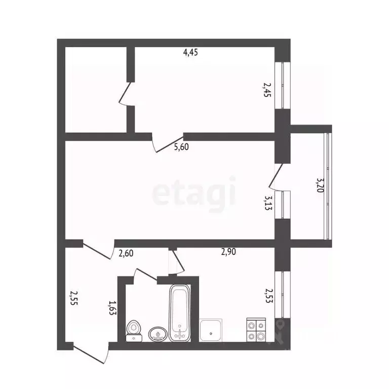 2-к кв. Ульяновская область, Ульяновск ул. Полбина, 42 (45.3 м) - Фото 2