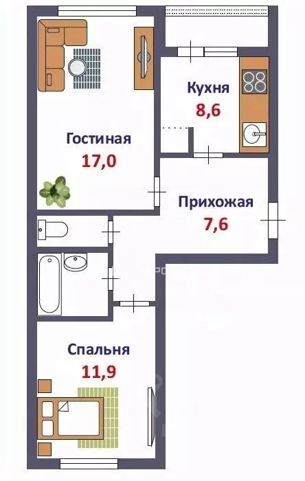 2-к кв. Кировская область, Киров ул. Некрасова, 29 (53.0 м) - Фото 1