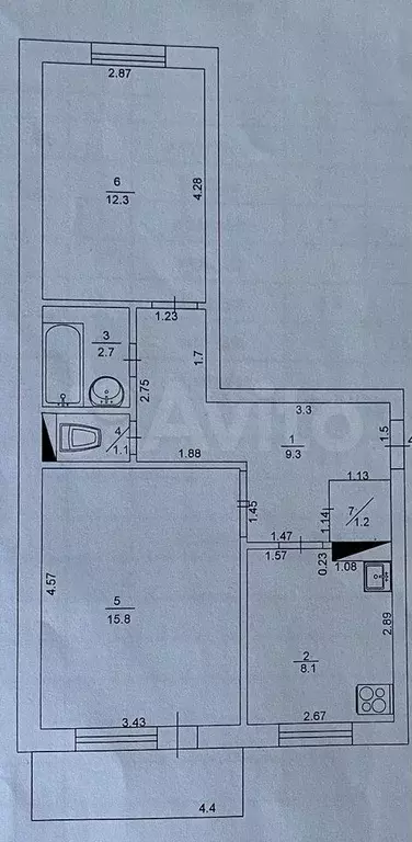 2-к. квартира, 50,5 м, 1/5 эт. - Фото 0