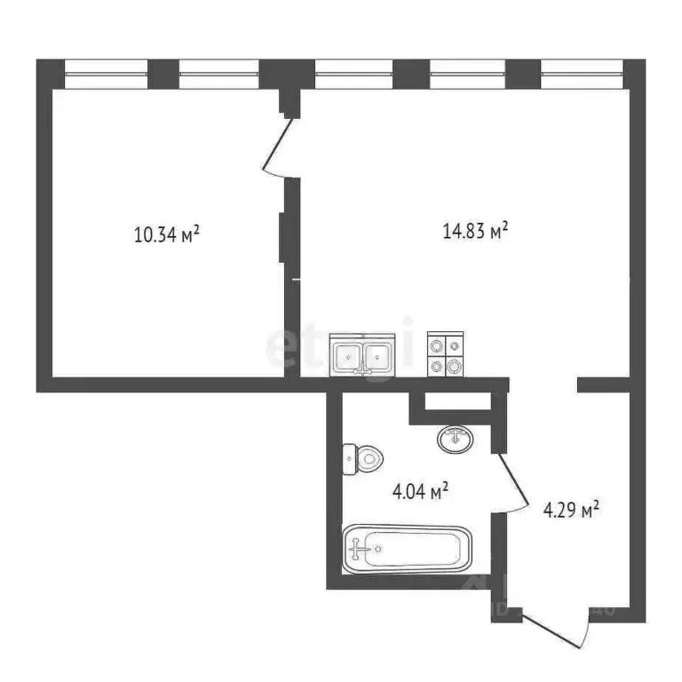 1-к кв. Тюменская область, Тюмень ул. Андрея Кореневского, 11 (33.3 м) - Фото 1