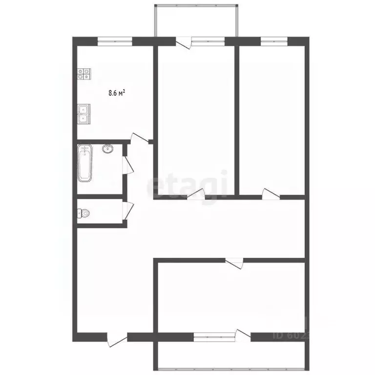 3-к кв. Пермский край, Пермь Коломенская ул., 32 (60.7 м) - Фото 2