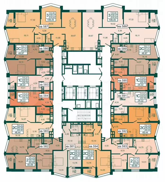 1-к. квартира, 48,4 м, 27/29 эт. - Фото 0