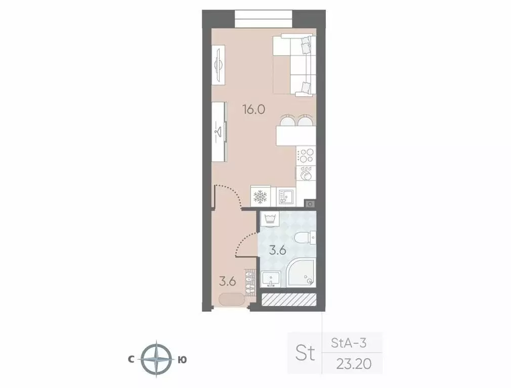 Квартира-студия: Санкт-Петербург, Партизанская улица, 5 (23.2 м) - Фото 1