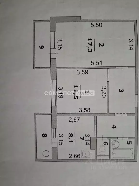 2-к кв. Белгородская область, Белгород ул. Есенина, 54 (51.0 м) - Фото 1