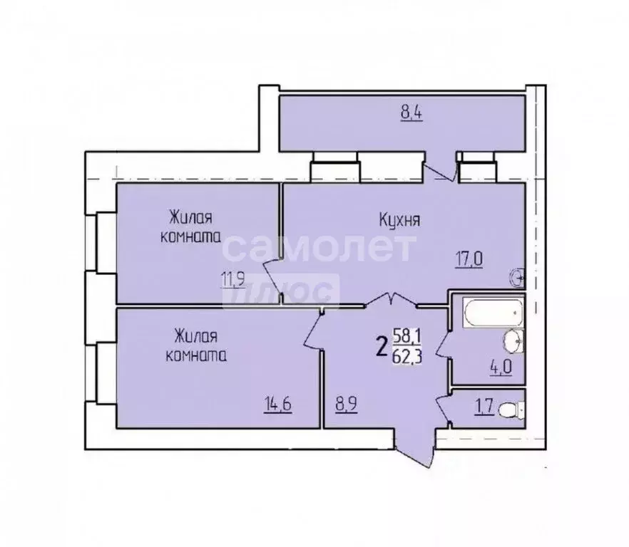 2-комнатная квартира: Благовещенск, Свободная улица, 197 (62.3 м) - Фото 2