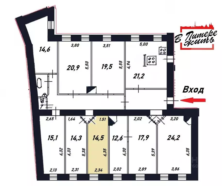 Комната, 14.5 м - Фото 1