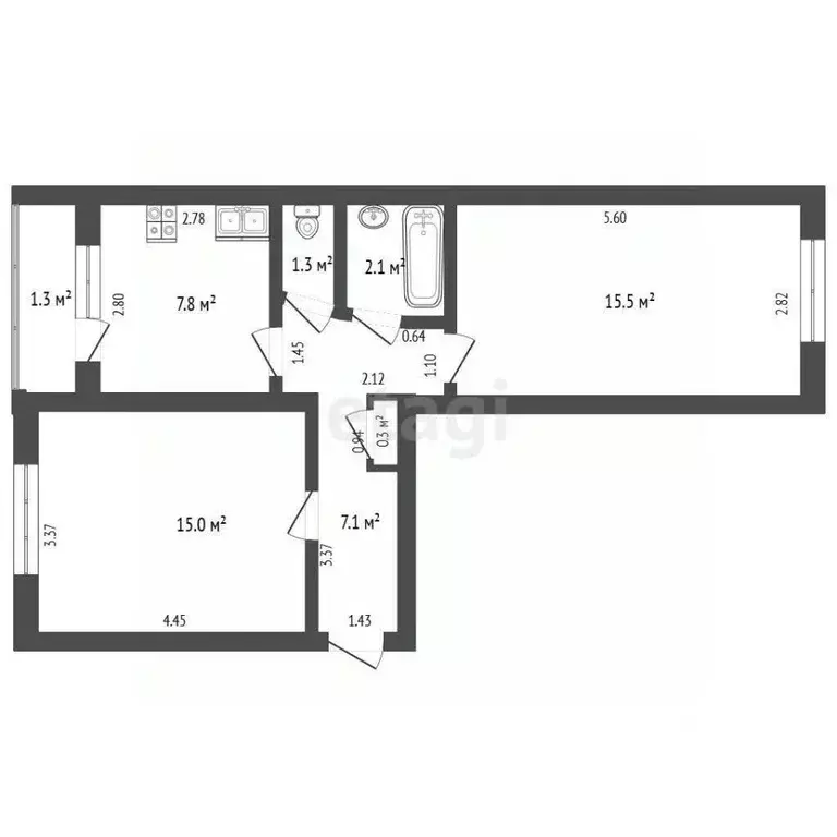 2-к кв. Забайкальский край, Чита просп. Советов, 1 (49.1 м) - Фото 2