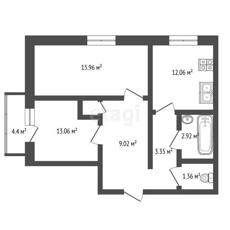 2-комнатная квартира: Стерлитамак, Ботаническая улица, 6 (57.9 м) - Фото 0