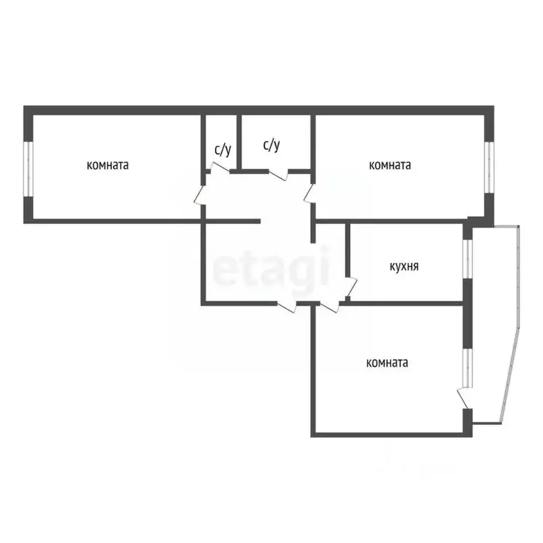 3-к кв. Бурятия, Улан-Удэ 113-й мкр, 5 (68.9 м) - Фото 2