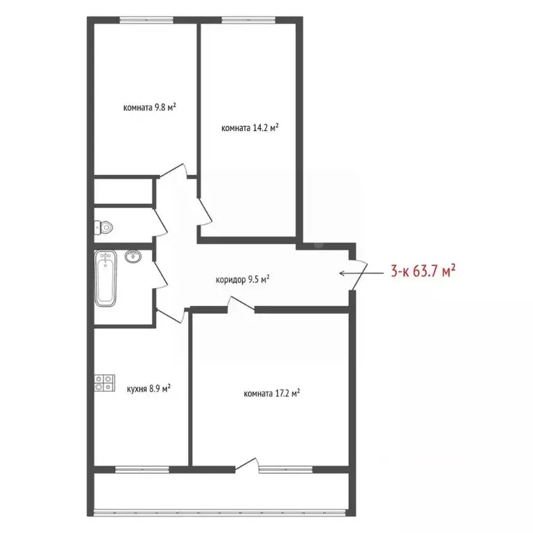 3-к кв. Свердловская область, Белоярский муниципальный округ, пос. ... - Фото 1