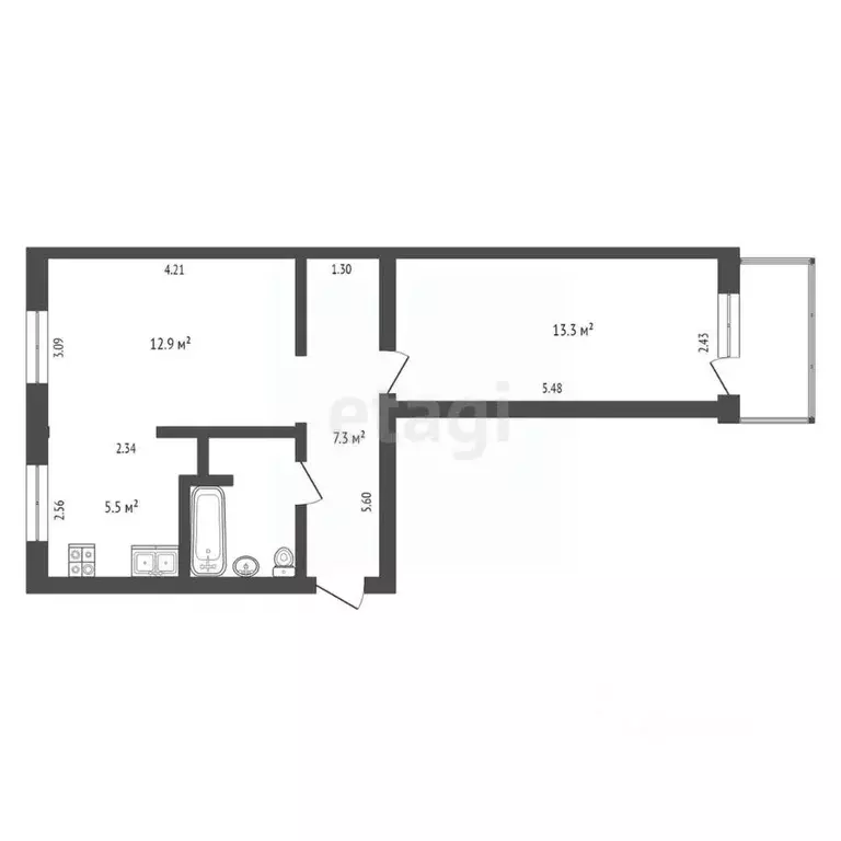 1-к кв. Ханты-Мансийский АО, Сургут ул. Мечникова, 2 (46.5 м) - Фото 2