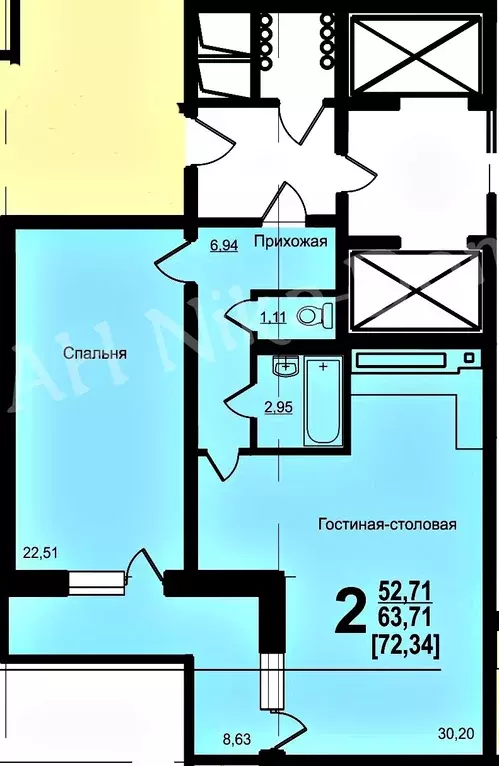 Продаётся 2-к квартира, 64 м - Фото 0