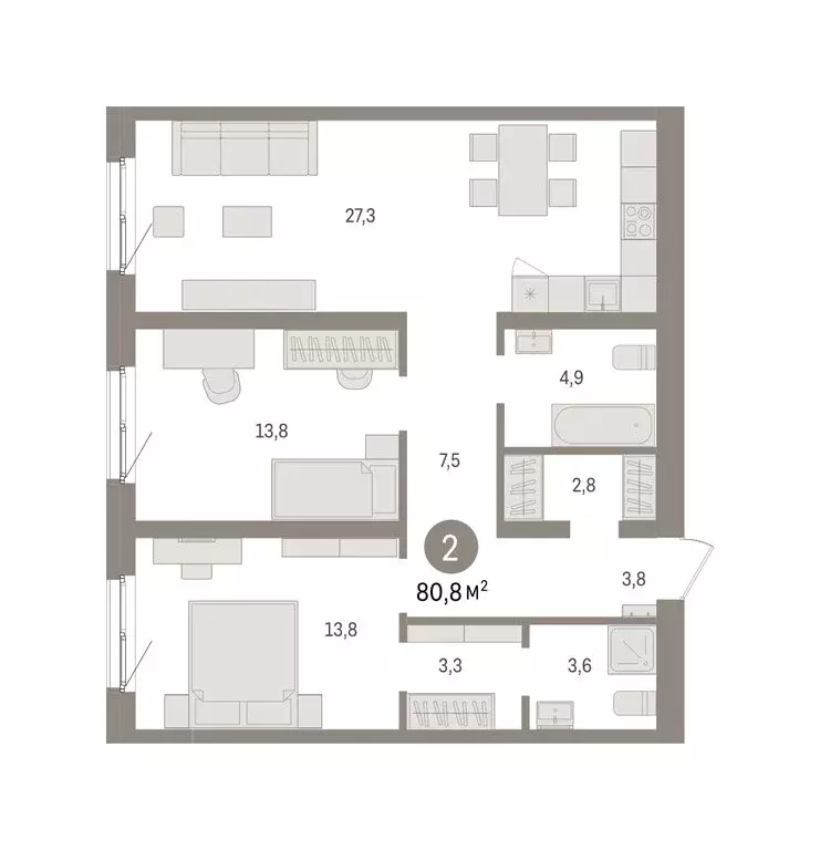 2-комнатная квартира: Екатеринбург, жилой район Юго-Западный, жилой ... - Фото 2