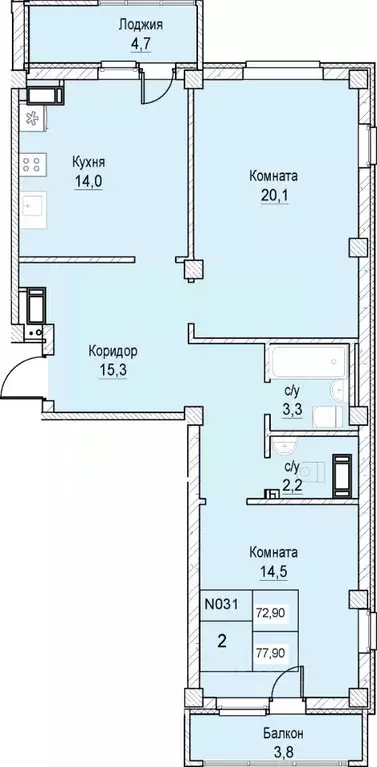 2-к кв. Нижегородская область, Нижний Новгород ул. Июльских Дней (72.9 ... - Фото 0