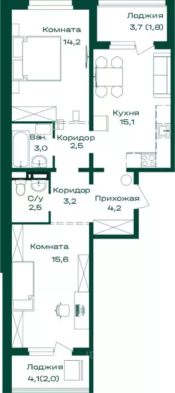 2-к кв. Алтай, Майминский район, с. Майма Алтайская ул., 2к1 (64.1 м) - Фото 1