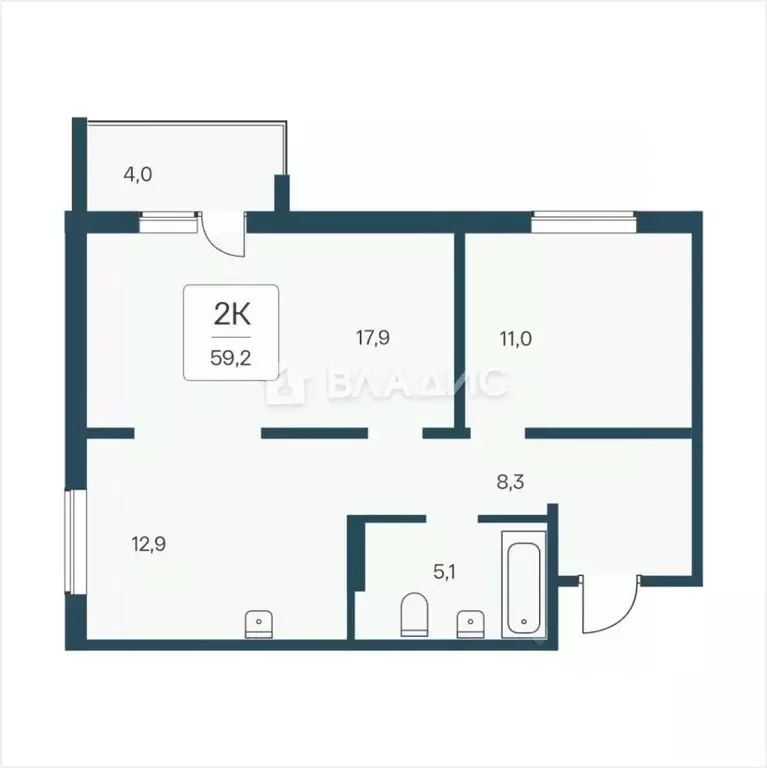 2-к кв. Новосибирская область, Новосибирск Кедровая ул., 80/3 (59.2 м) - Фото 0