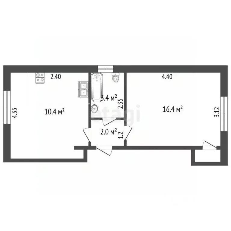 1-к кв. Крым, Белогорск ул. Шевченко, 19 (32.6 м) - Фото 2