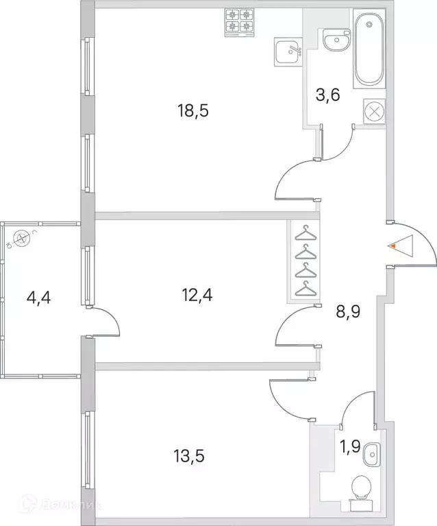 Продаётся 2-к квартира, 58 м - Фото 1