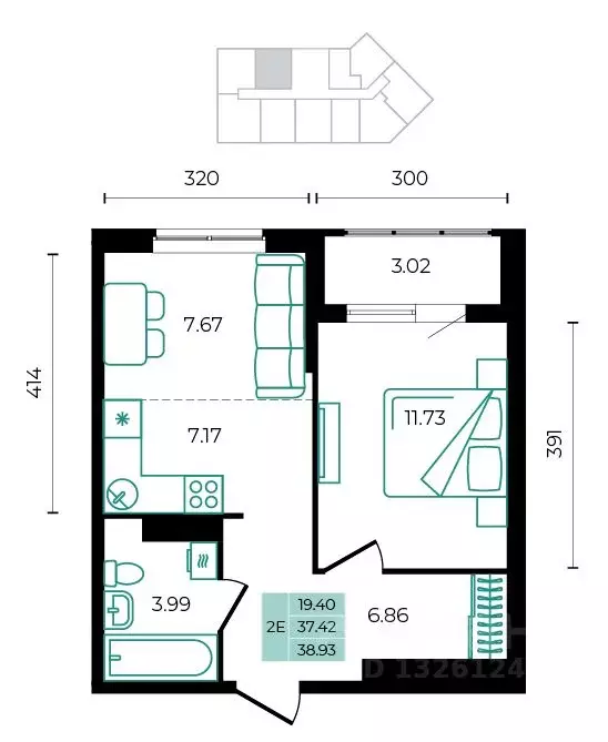 2-к кв. Адыгея, Майкопский район, пос. Тульский  (38.93 м) - Фото 1