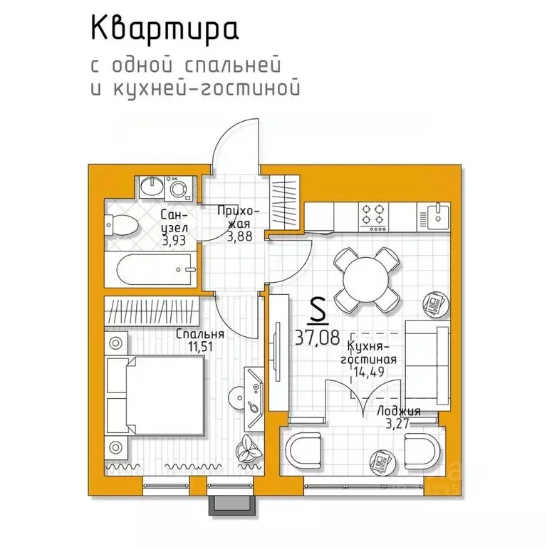 1-к кв. Тульская область, Тула городской округ, пос. Молодежный 5 ... - Фото 0