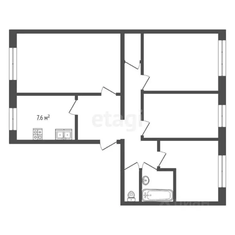 4-к кв. Ямало-Ненецкий АО, Ноябрьск ул. Изыскателей, 38 (80.2 м) - Фото 2