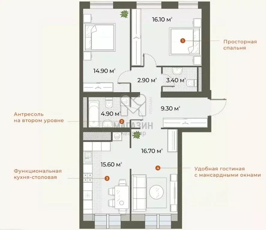 3-к кв. Санкт-Петербург Зеленогорская ул., 3 (84.0 м) - Фото 1