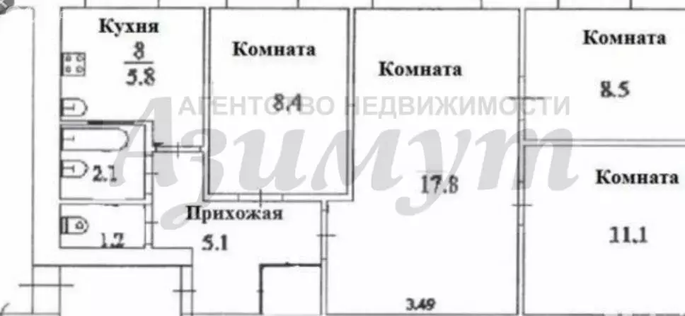 4-комнатная квартира: Белгород, Преображенская улица, 45 (65 м) - Фото 0