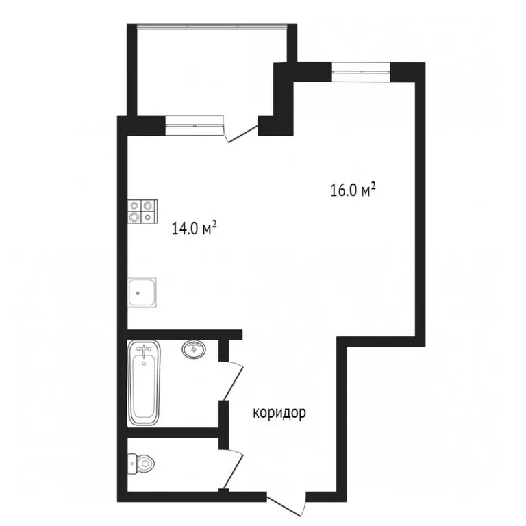1-к кв. Тюменская область, Тюмень ул. Монтажников, 43 (42.0 м) - Фото 2
