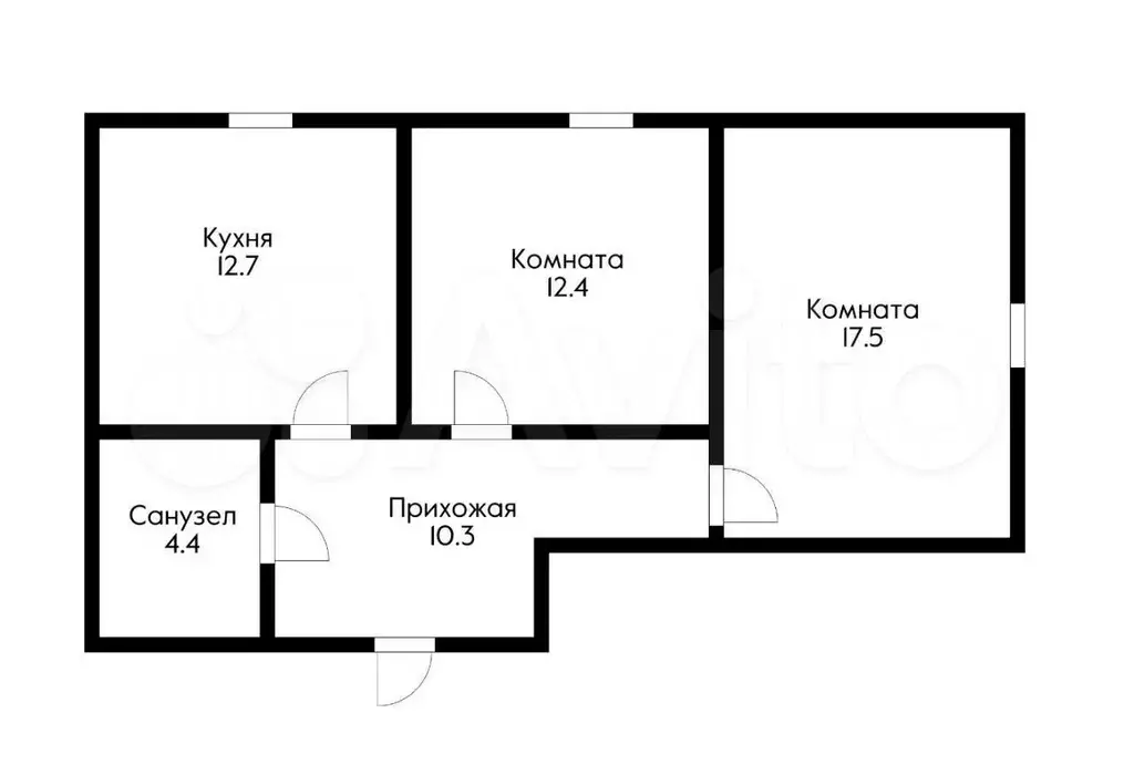 2-к. квартира, 58 м, 4/4 эт. - Фото 0