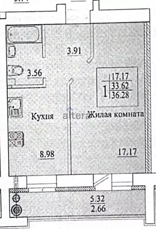 1-к кв. Татарстан, Казань ул. Аметьевская магистраль, 4 (36.2 м) - Фото 2